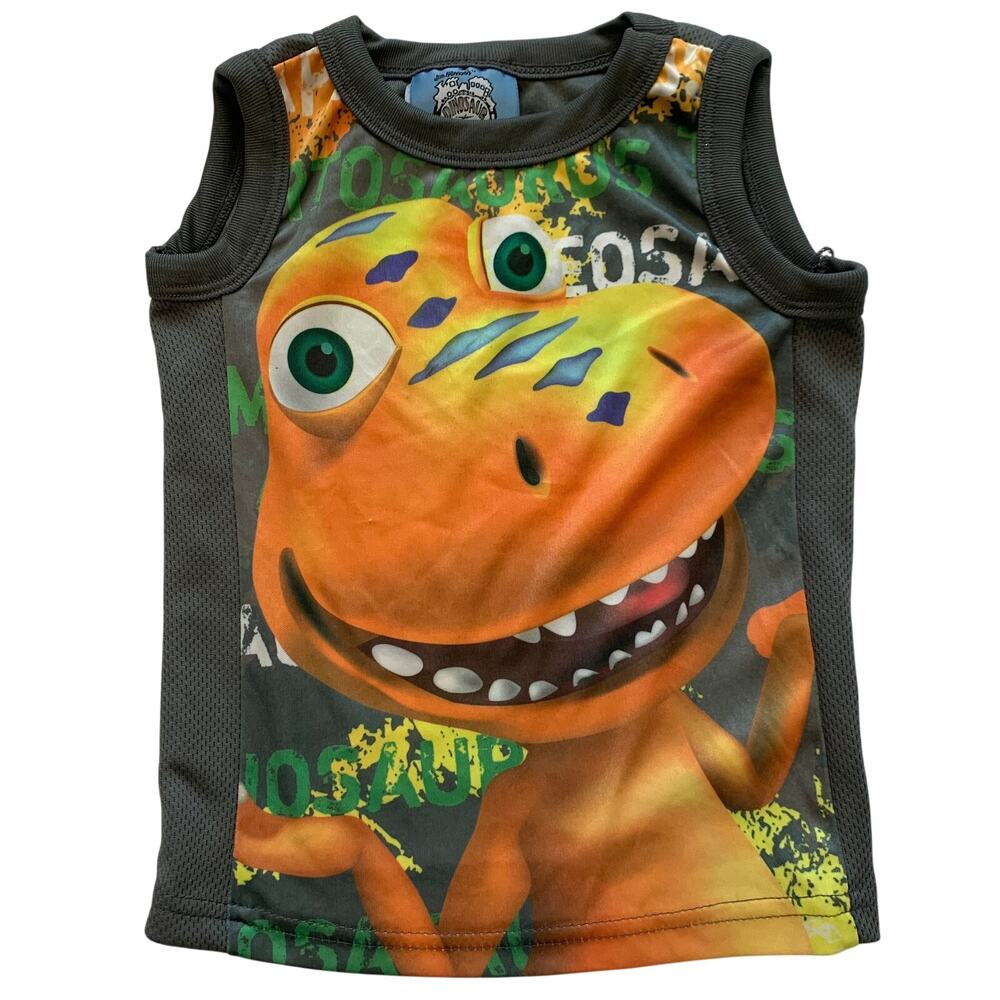 PBS Kids Dinosaur Train Buddy Dino Little Boys Sz 2T Gray Orange Sleeveless Tank